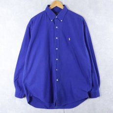 画像2: Ralph Lauren "BLAKE" ロゴ刺繍 コットンボタンダウンシャツ L (2)