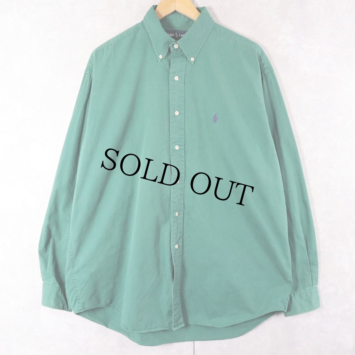 画像3: Ralph Lauren "BLAIRE" ロゴ刺繍 コットンボタンダウンシャツ L (3)