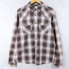 画像1: 2011AW Patagonia オンブレーチェック柄 コットンウエスタンシャツ M (1)