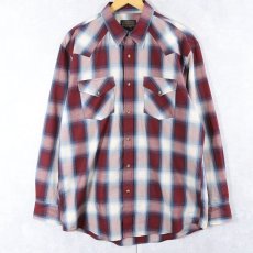 画像1: PENDLETON オンブレーチェック柄 コットン×ポリエステル ウエスタンシャツ L (1)