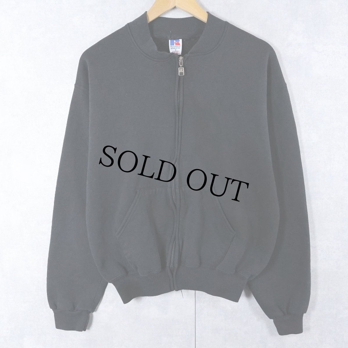 画像1: 90's RUSSELL ATHLETIC 無地 フルジップスウェット BLACK M (1)