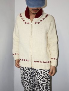 画像1: 70's〜 AN ORIGINAL BY DOROTHY WRIGHT 自動車柄 カウチンニットセーター (1)