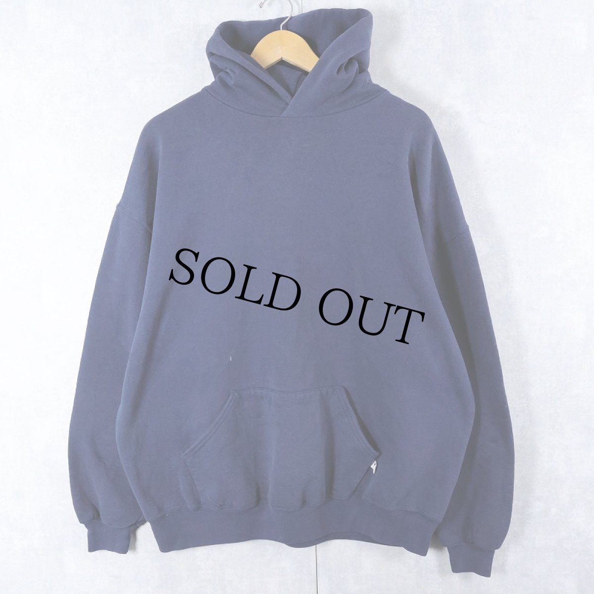 画像1: 90's RUSSELL ATHLETIC USA製 無地 スウェットフーディー NAVY XXL (1)