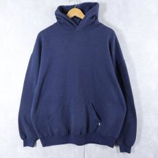 画像1: 90's RUSSELL ATHLETIC USA製 無地 スウェットフーディー NAVY XXL (1)
