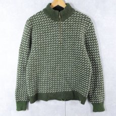 画像1: 90's L.L.Bean NORWAY製 バーズアイ柄 ハーフジップニットセーター M (1)