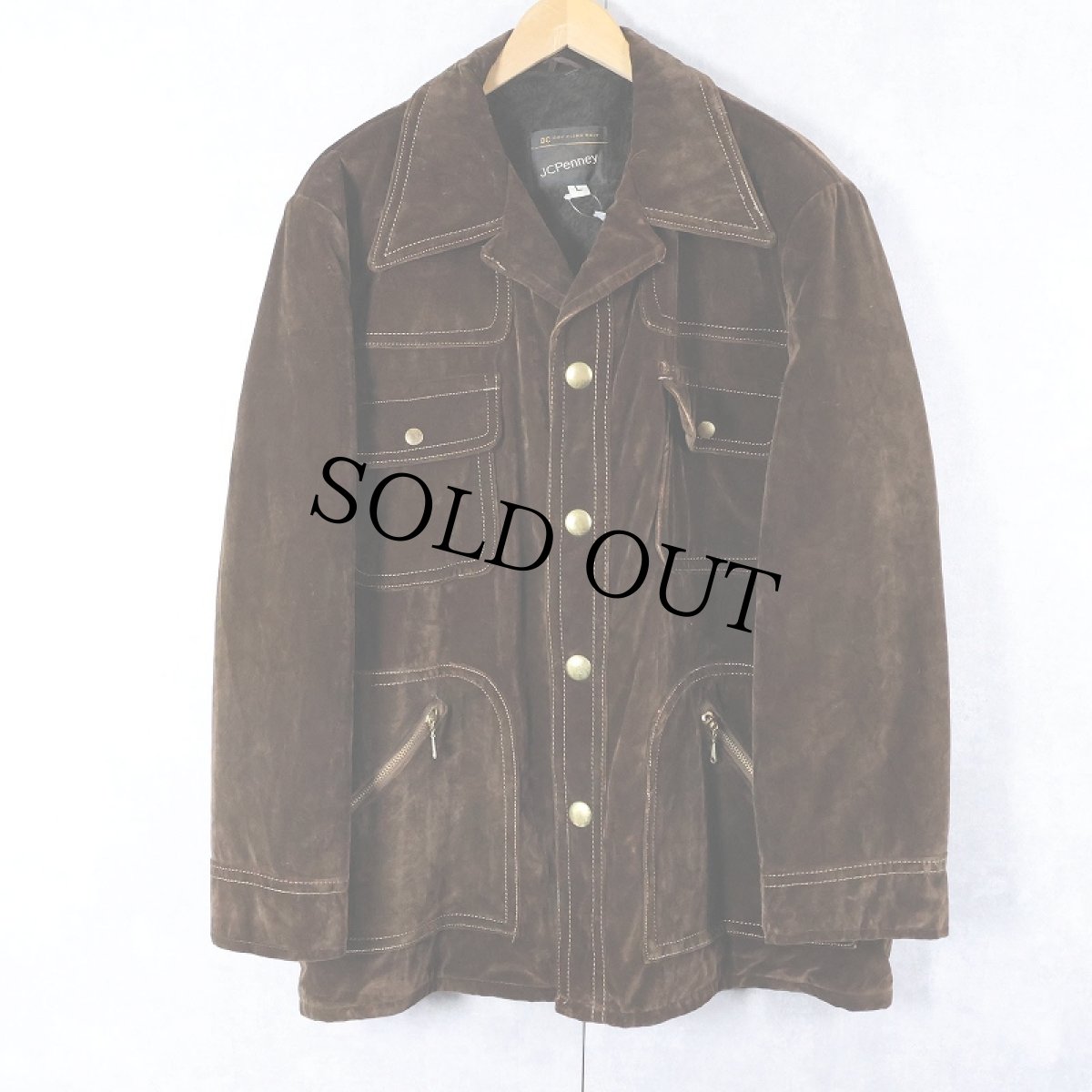 画像1: 70's JCPenney 裏ボア ベルベットジャケット BROWN L (1)