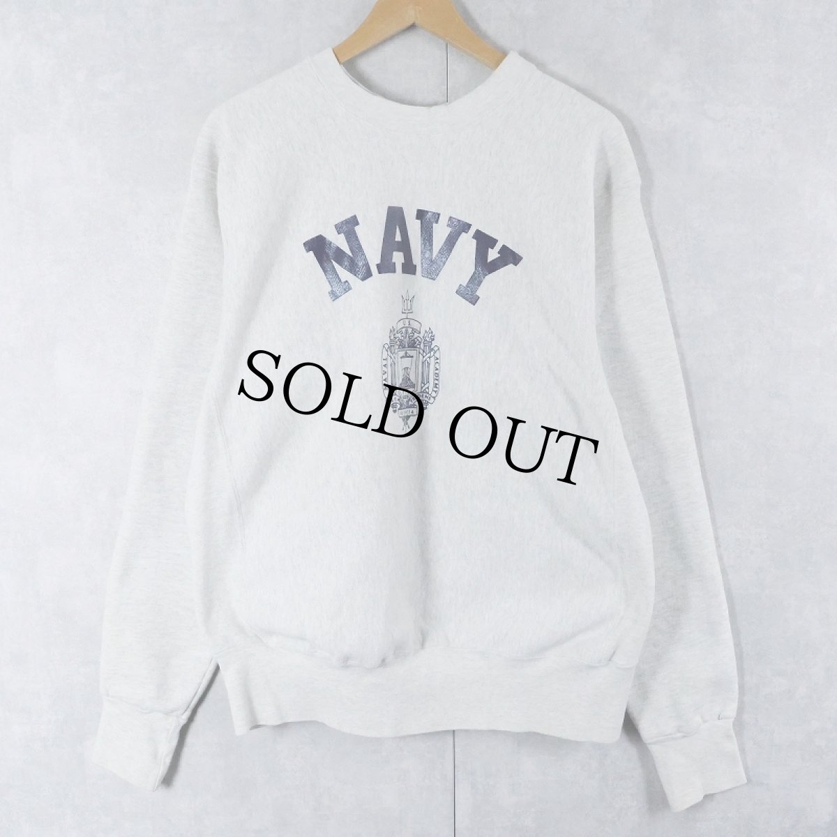 画像1: 90's USA製 REVERSE WEAVE TYPE "NAVY" プリントスウェット L (1)