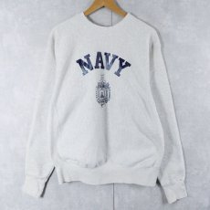 画像1: 90's USA製 REVERSE WEAVE TYPE "NAVY" プリントスウェット L (1)