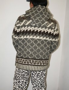 画像2: ノルディック柄 ウールニットパーカー (2)