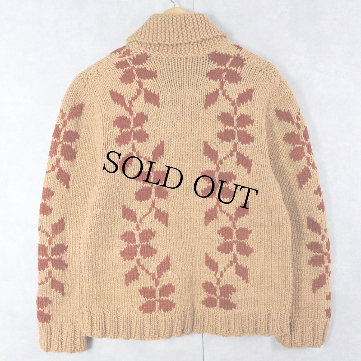 画像2: 60's 植物柄 ショールカラー カウチンニットジャケット (2)