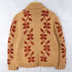 画像2: 60's 植物柄 ショールカラー カウチンニットジャケット (2)