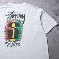 画像1: 80's STUSSY 黒タグ USA製 "IRIE ROOTS" プリントTシャツ L (1)