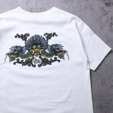 画像1: 90's STUSSY 紺タグ USA製 ロゴ×ドラゴンプリントTシャツ L (1)