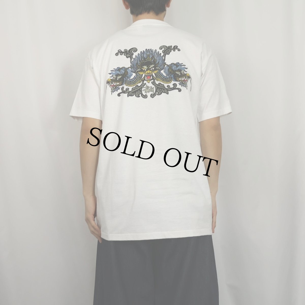 画像4: 90's STUSSY 紺タグ USA製 ロゴ×ドラゴンプリントTシャツ L (4)