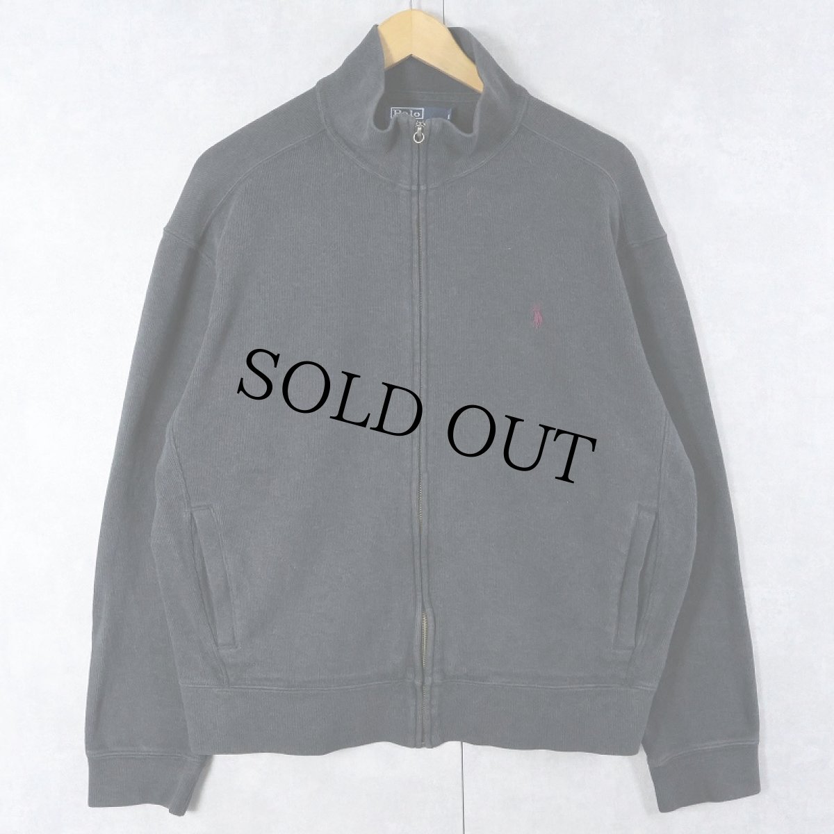 画像1: POLO Ralph Lauren ロゴ刺繍 コットンリブニットセーター GRAY M (1)