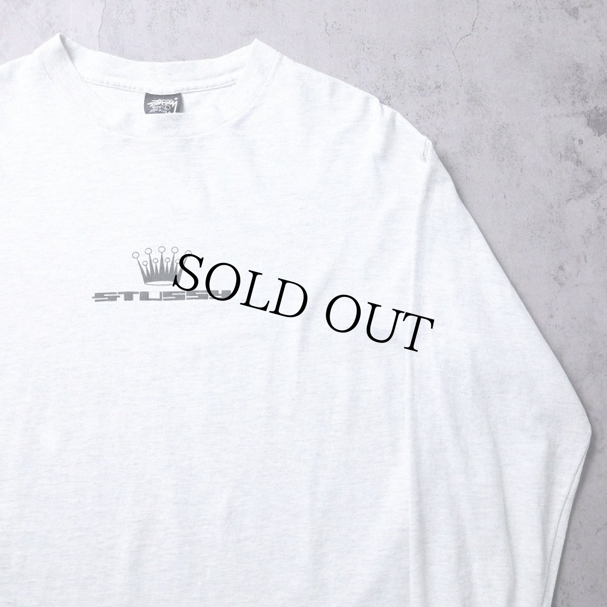 画像1: 80's STUSSY 黒タグ USA製 "CROWN" プリントロンT L (1)