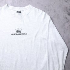 画像1: 80's STUSSY 黒タグ USA製 "CROWN" プリントロンT L (1)