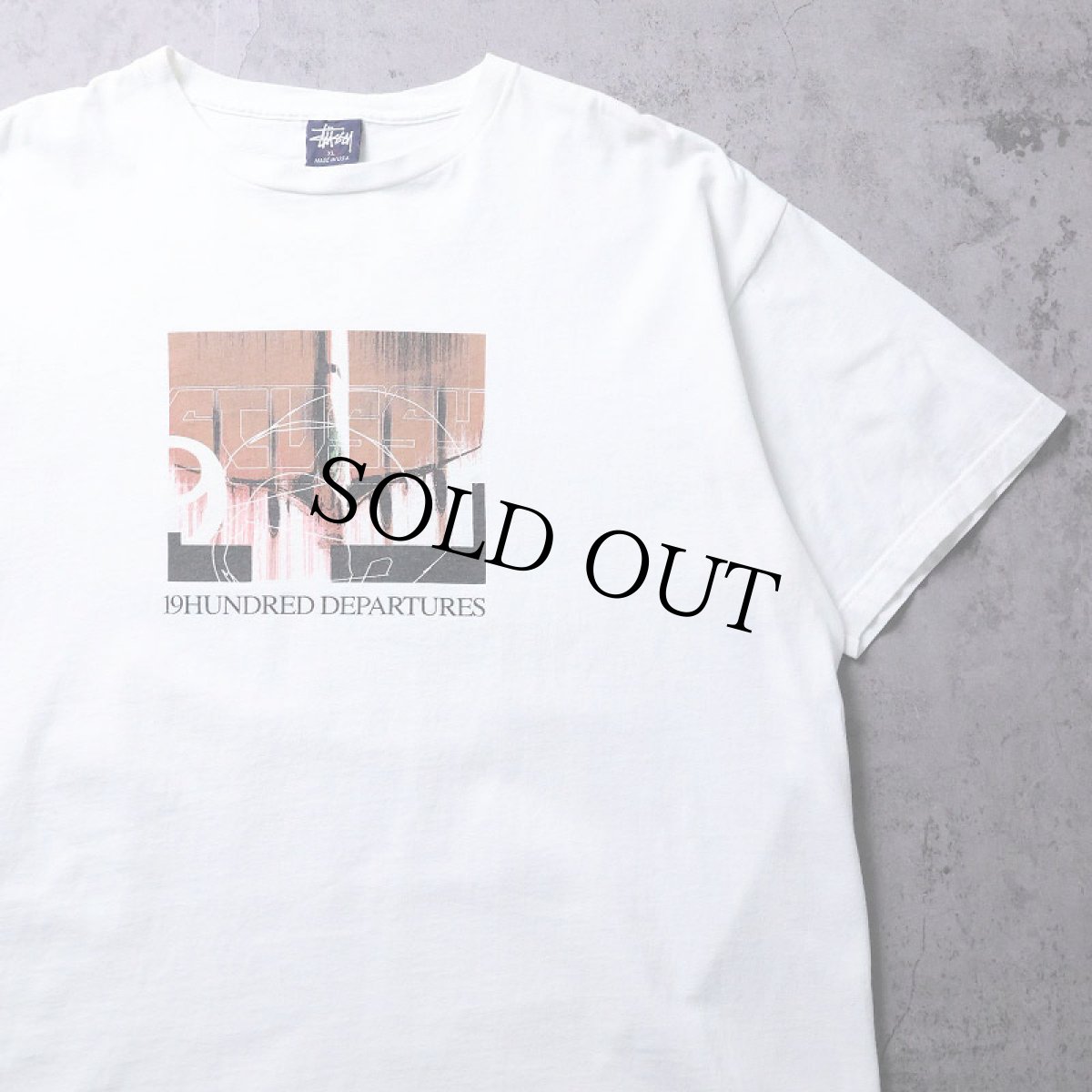 画像1: 90's STUSSY 紺タグ USA製 プリントTシャツ XL (1)