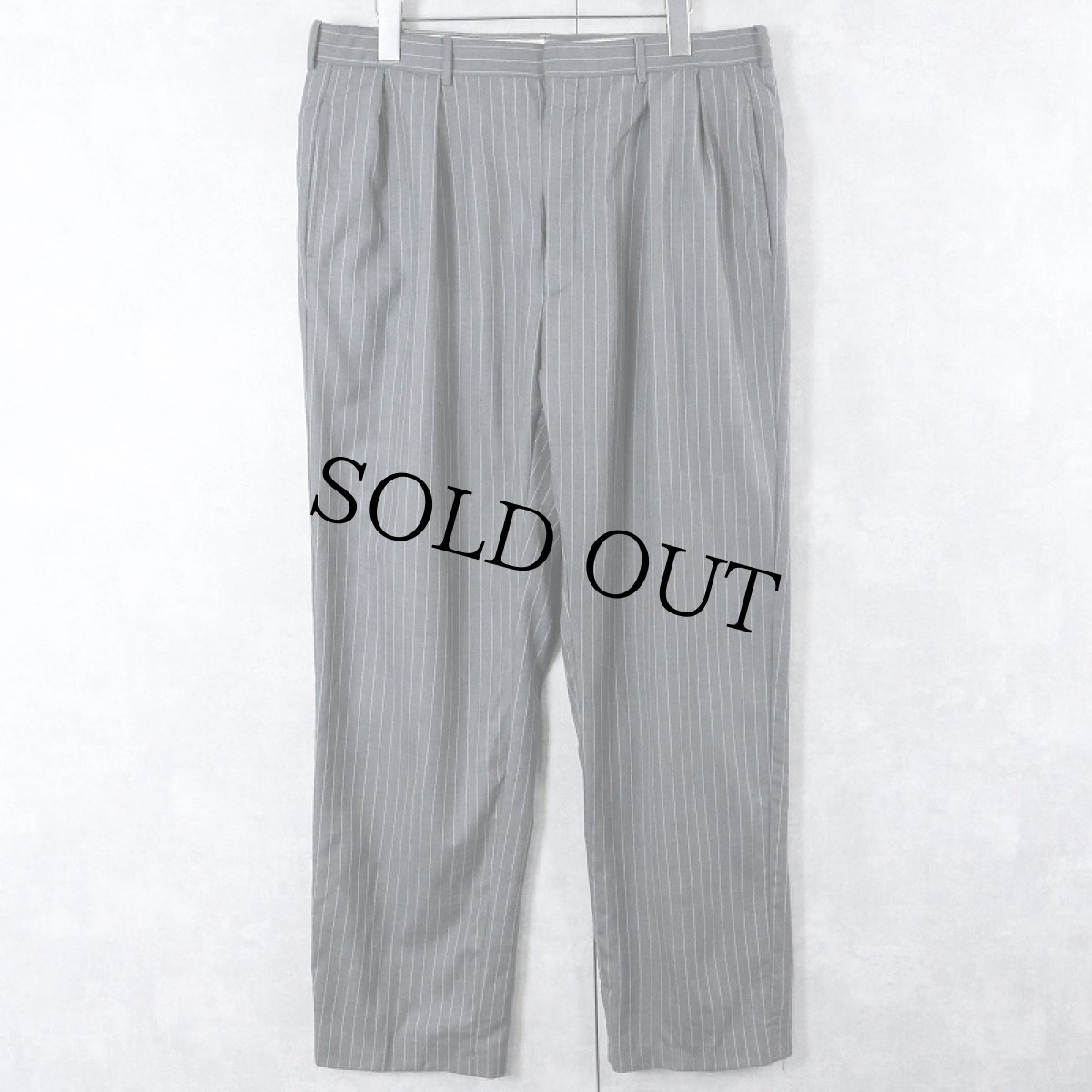 画像1: POLO Ralph Lauren ストライプ柄 2タック ウールスラックス W34 (1)
