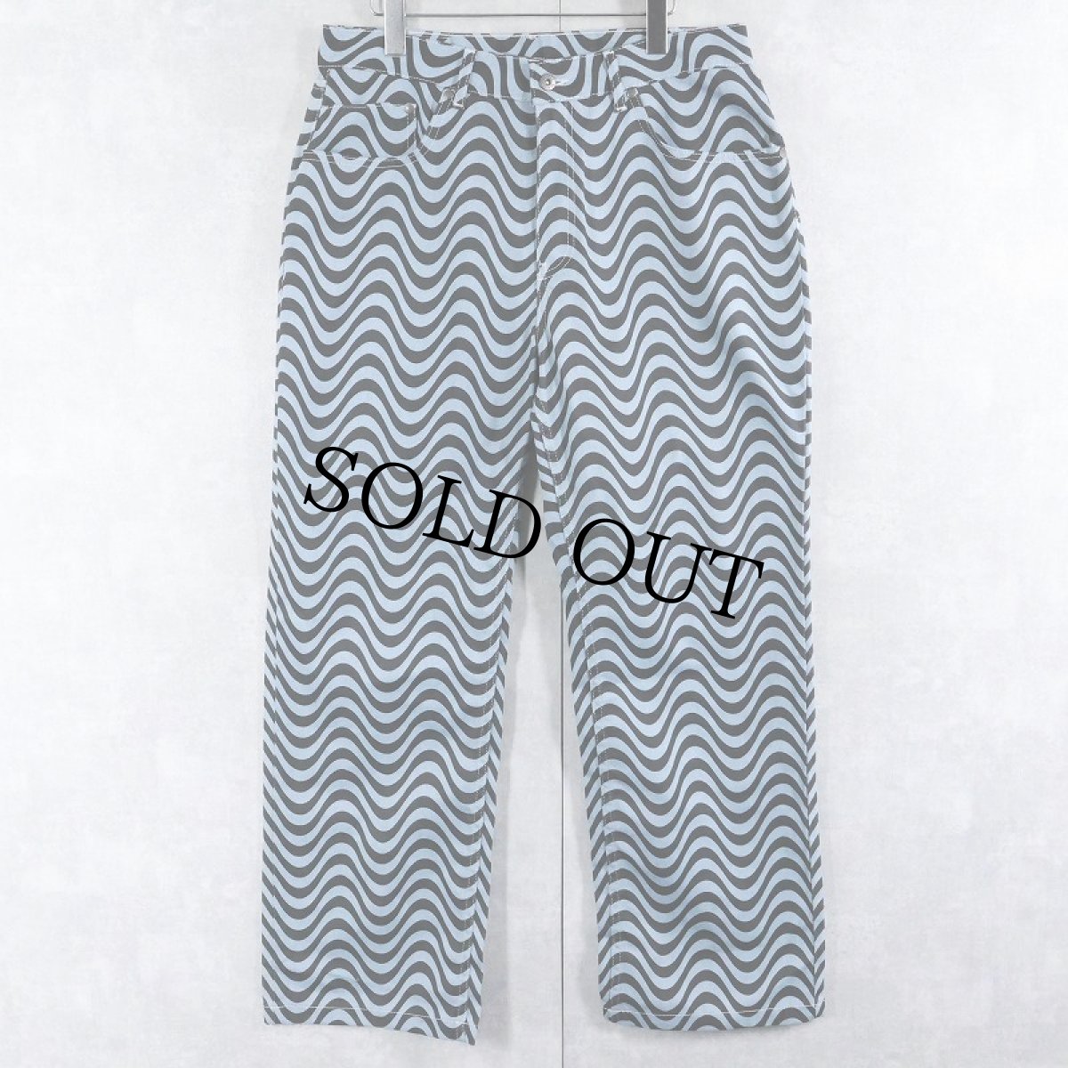 画像1: RAGGED JEANS ウェーブ柄 コットンパンツ タグ付き未使用 W34 (1)