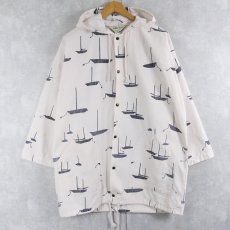 画像1: 90's MICHIGAN RAG CO. USA製 ヨット柄 コットンパーカー S/M (1)