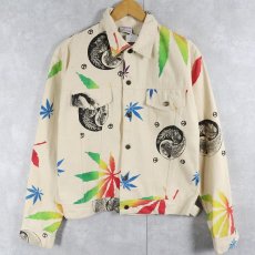 画像1: 90〜2000's TROPICAL ガンジャ×ピースマーク プリントコットンジャケット (1)