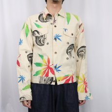 画像3: 90〜2000's TROPICAL ガンジャ×ピースマーク プリントコットンジャケット (3)
