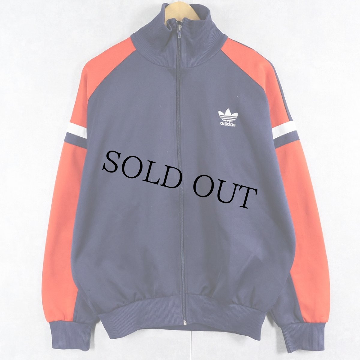 画像1: 80〜90's adidas ロゴ刺繍 切り替えデザイン トラックジャケット NAVY XL (1)