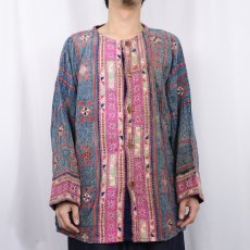画像2: モン族 パッチワーク×刺繍 エスニックシャツ (2)