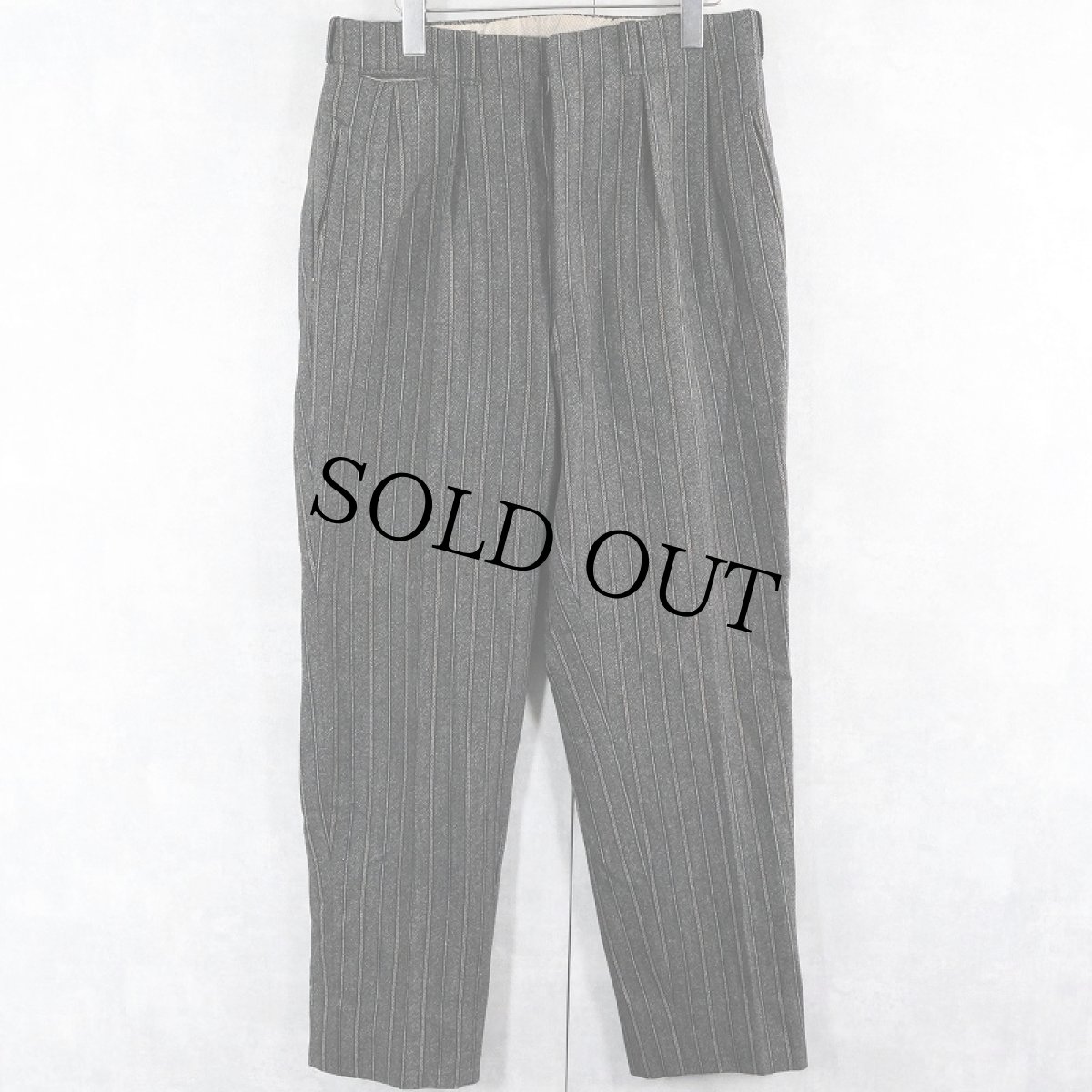 画像1: 〜60's ストライプ柄×ヘリンボーン織り 2タック ウールスラックス W32 (1)