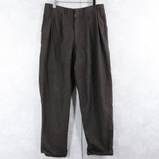 画像1: 60's 柄織り 2タック ウールスラックス BROWN W31 (1)