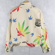 画像2: 90〜2000's TROPICAL ガンジャ×ピースマーク プリントコットンジャケット (2)