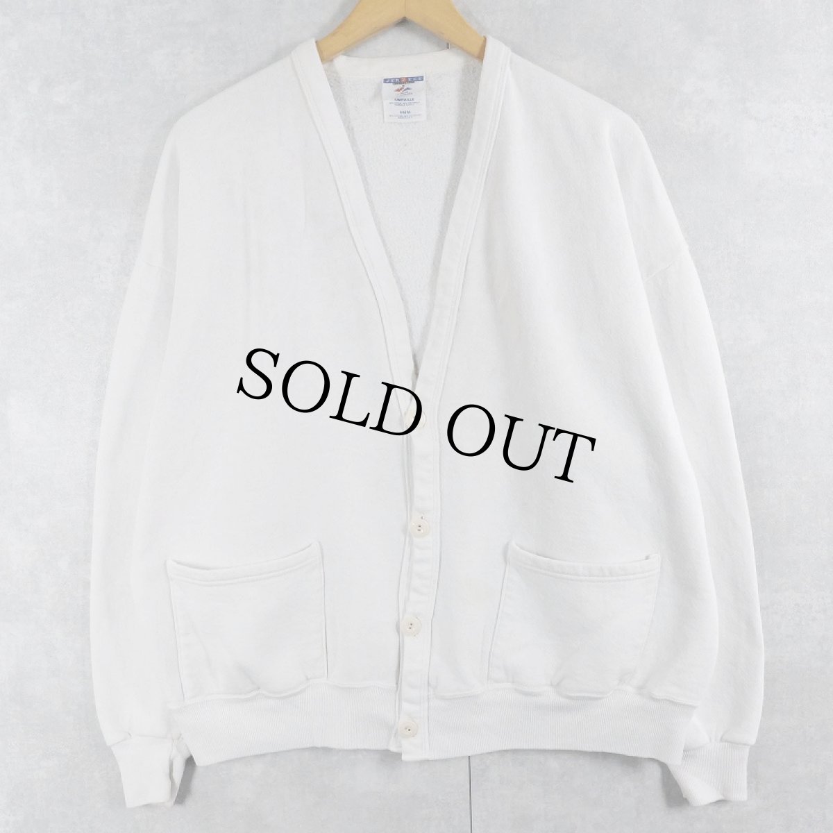 画像1: 90's〜 JERZEES USA製 無地スウェットカーディガン ONESIZE (1)