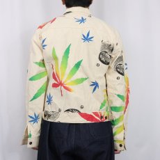 画像4: 90〜2000's TROPICAL ガンジャ×ピースマーク プリントコットンジャケット (4)