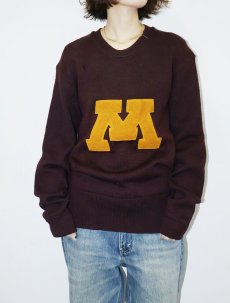 画像1: 40's THE SINDELAR CO. レタードニットセーター BURGUNDY SIZE44 (1)