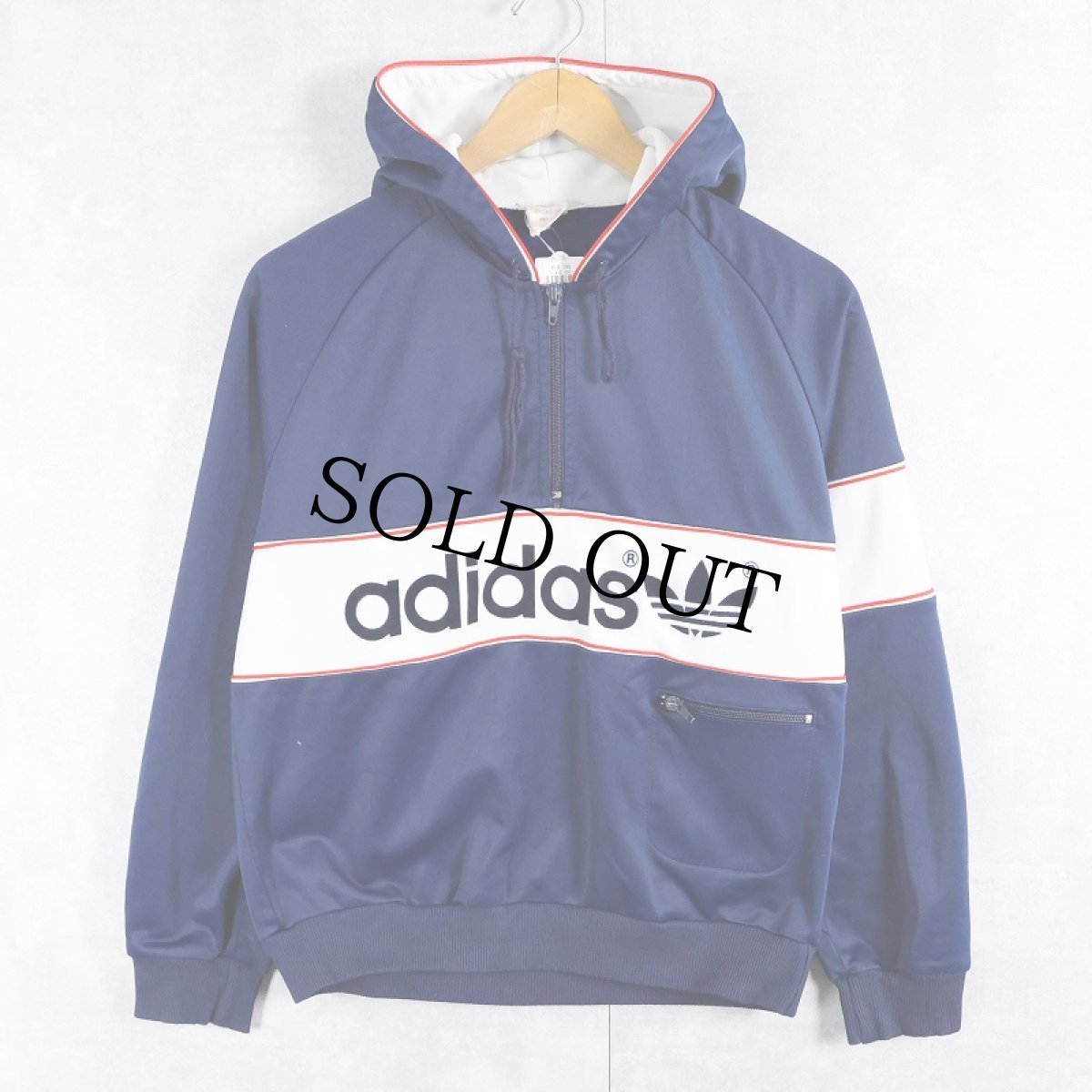 画像1: 70's adidas WEST GERMANY製 フロッキープリント ハーフジップパーカー L (1)