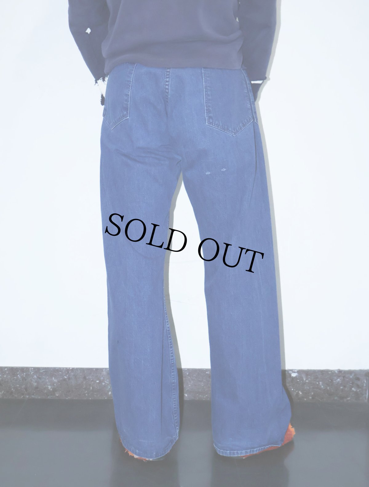 画像2: 60〜70's navdungaree 巻きデニムセーラーパンツ W40 (2)