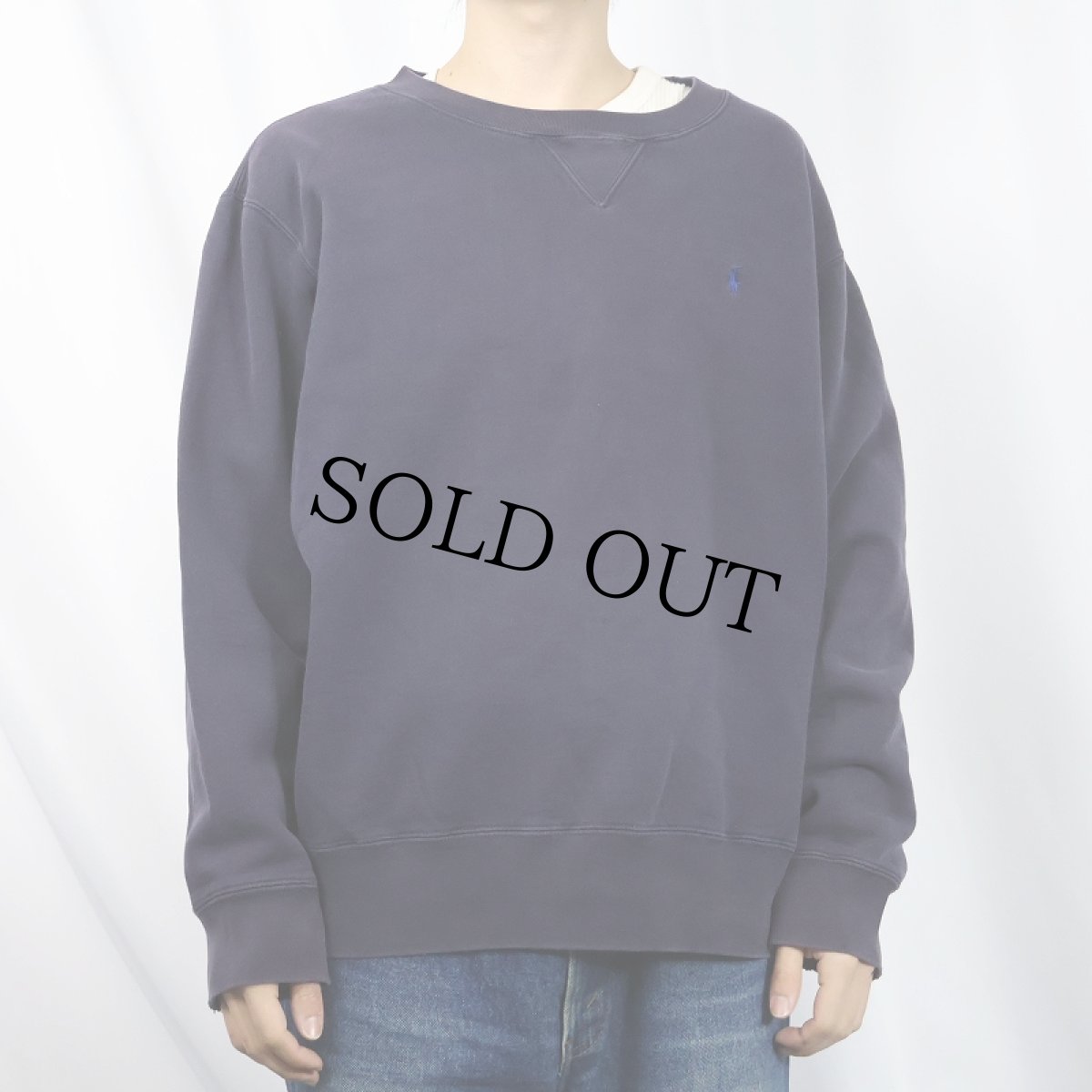 画像2: POLO Ralph Lauren 前V ロゴ刺繍スウェット NAVY L (2)