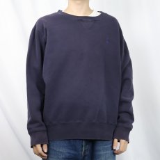 画像2: POLO Ralph Lauren 前V ロゴ刺繍スウェット NAVY L (2)