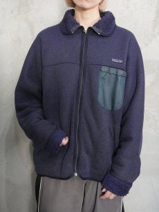 画像2: 80's Patagonia USA製 パイルフリースジャケット NAVY L (2)