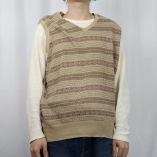 画像2: POLO Ralph Lauren ITALY製 フェアアイル柄 リネン×コットン ニットベスト XL (2)