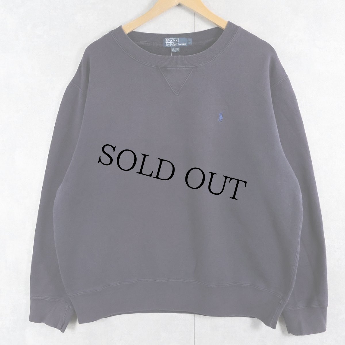 画像1: POLO Ralph Lauren 前V ロゴ刺繍スウェット NAVY L (1)