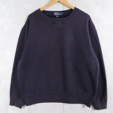 画像1: POLO Ralph Lauren 前V ロゴ刺繍スウェット NAVY L (1)