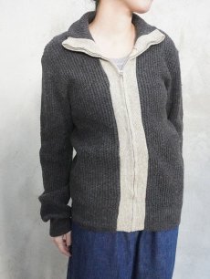 画像2: 50's PILGRIM 2トーン ウール×アクリルニットジップジャケット S (2)