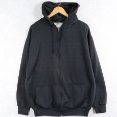 画像1: 90's OPEN TRAILS 裏サーマル スウェットジップパーカー BLACK XL (1)