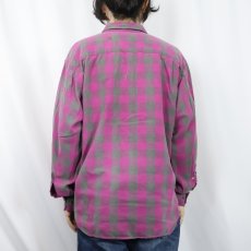 画像3: 80's GAP ブロックチェック柄 ライトネルシャツ L (3)