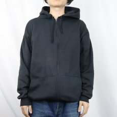 画像2: 90's OPEN TRAILS 裏サーマル スウェットジップパーカー BLACK XL (2)