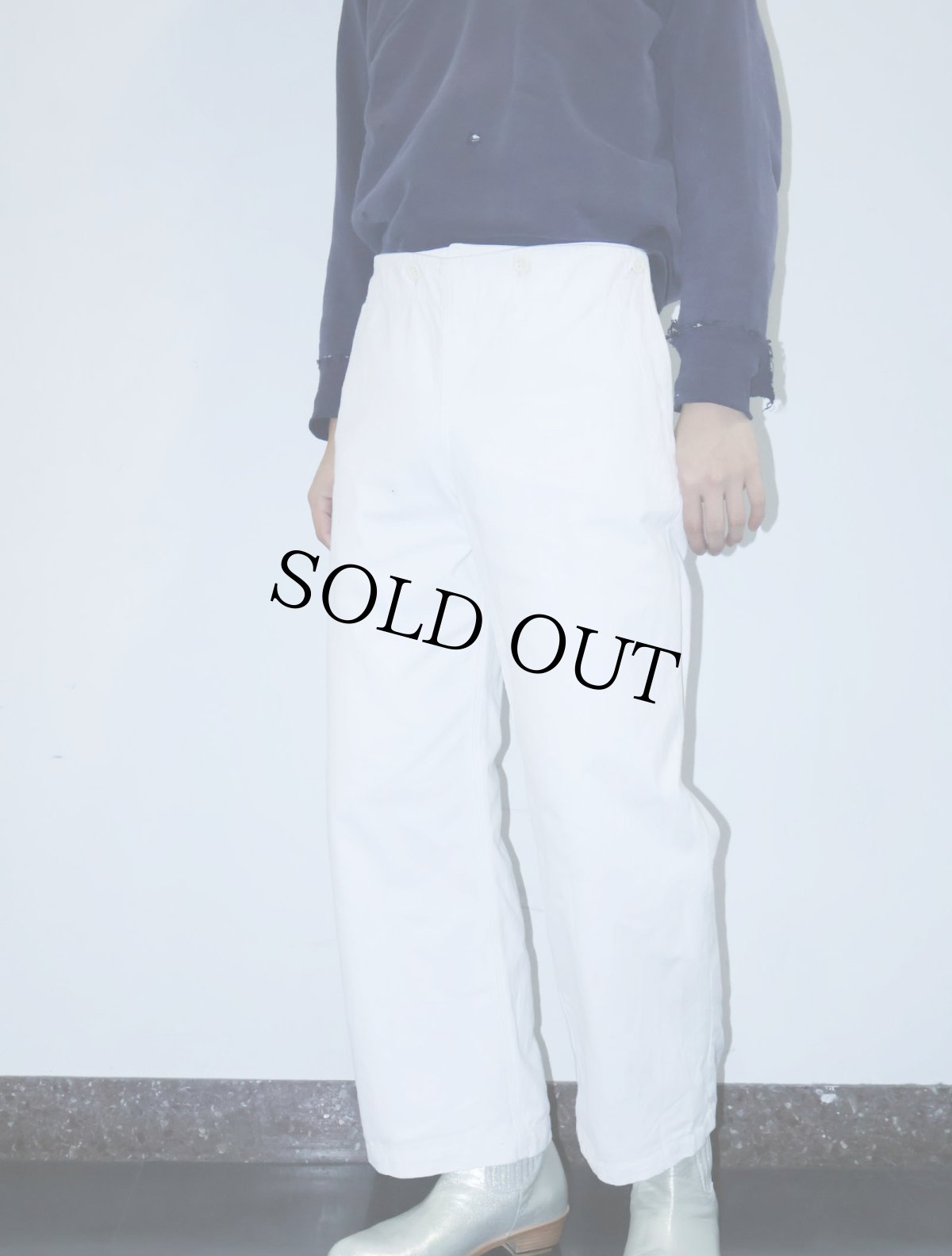 画像2: 60〜70's FRENCH MILITARY コットンセーラーパンツ W31 (2)