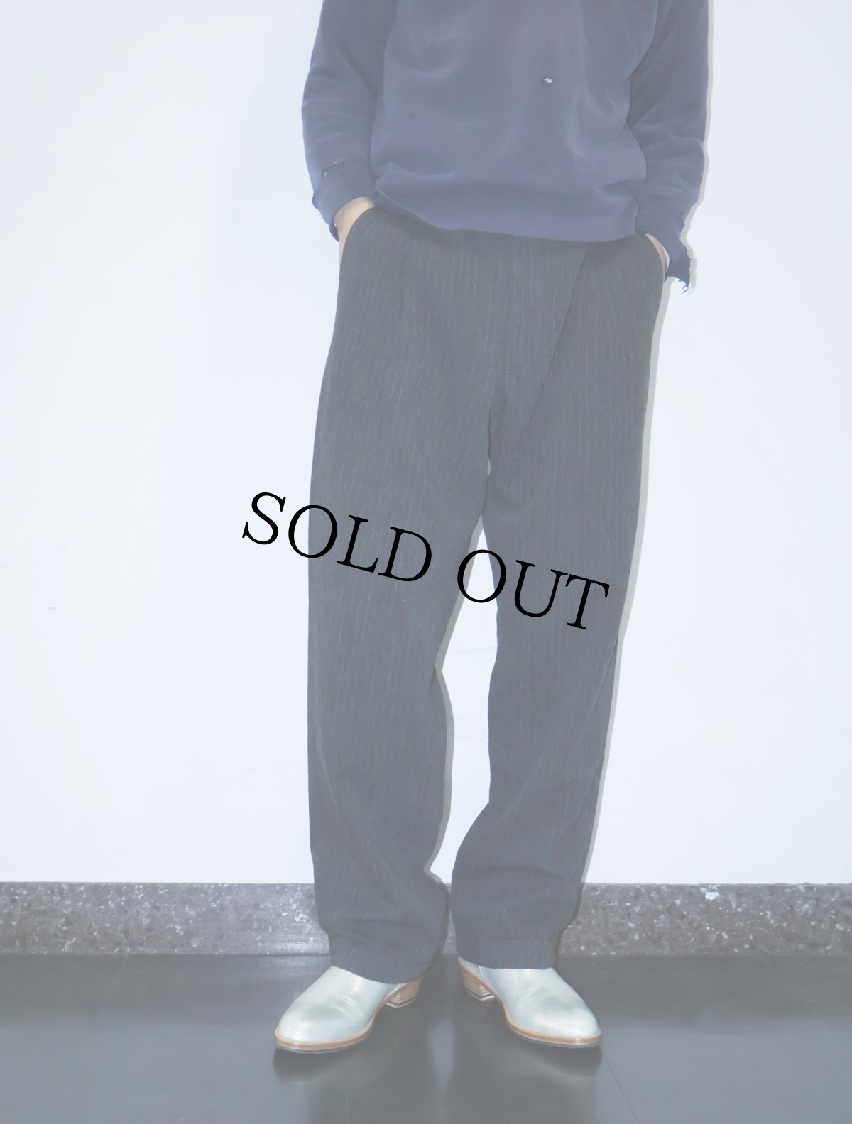 画像1: Sartoria LEWEL ITALY製 ストライプ柄 ビスコース×ウール 2タックスラックス W31 (1)