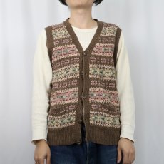 画像2: POLO Ralph Lauren フェアアイル柄 リネン×ラミー ニットベスト M (2)